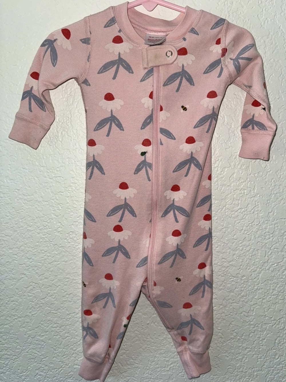 Pink Floral Zip-Front Kids One-Piece
